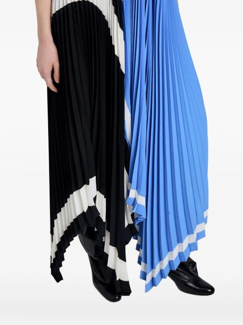 Proenza Schouler pleated patterned asymmetric party dress - Blue