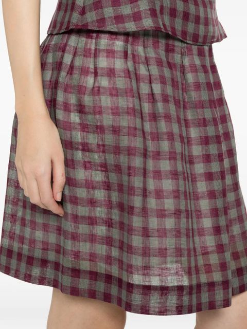 SHUSHU/TONG pleated check mini skirt - Purple