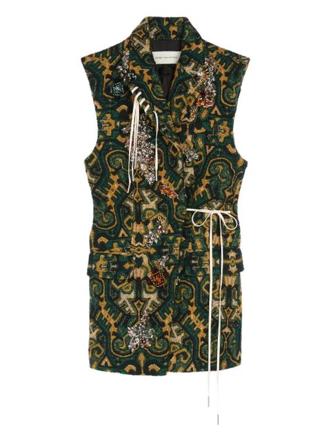 DRIES VAN NOTEN embellished sleeveless blazer - Green - zdjęcie produktu nr 1