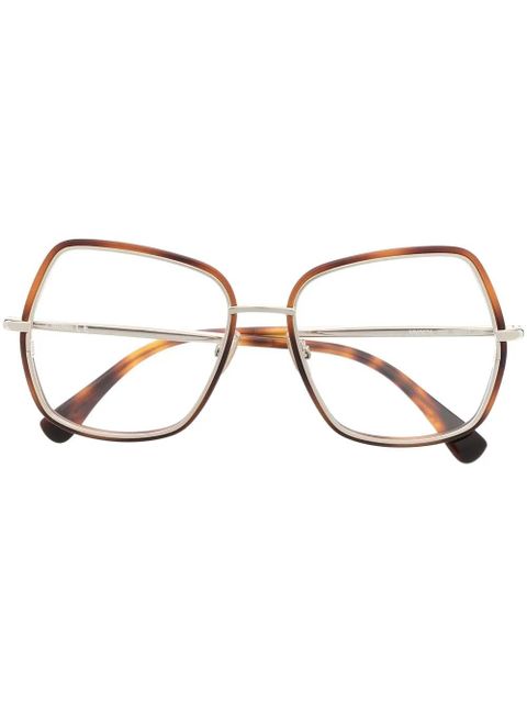 Max Mara Eyewear tortoiseshell-effect oversize-frame glasses - Brown - zdjęcie produktu nr 1