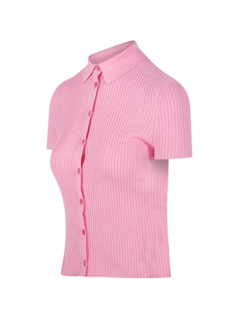 Balenciaga buttoned ribbed top - Pink