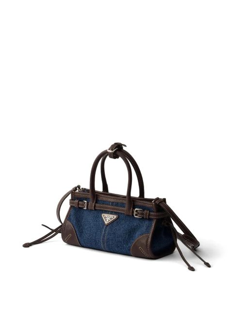 Prada Bonnie small denim and leather handbag - Blue