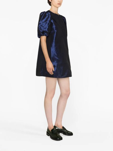 GANNI taffeta puff-sleeves minidress - Blue