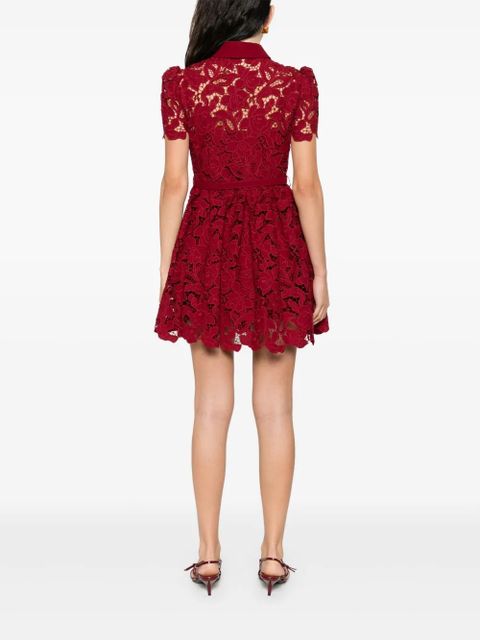 Self-Portrait floral-lace mini dress - Red