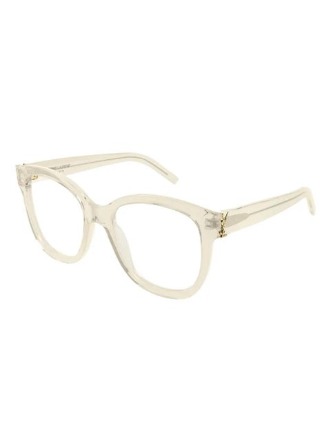 Saint Laurent Eyewear geometric logo glasses - Neutrals - zdjęcie produktu nr 2