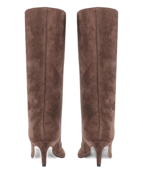 Amina Muaddi 60mm Fiona tapered-toe slip-on boots - Brown