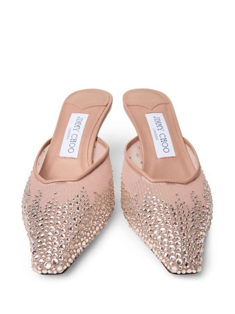 Jimmy Choo 65mm crystal-embellished mules - Pink