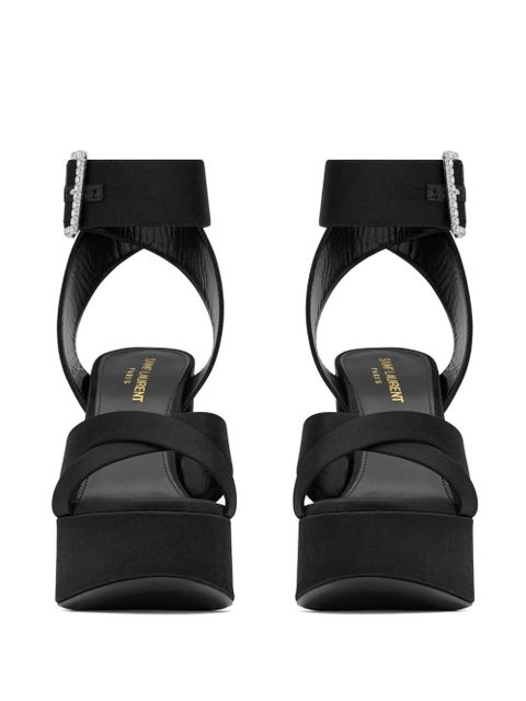 Saint Laurent Bianca 125mm crystal-embellished platform sandals - Black