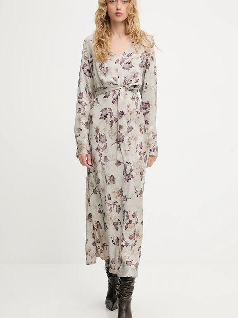 Answear.LAB sukienka kolor szary maxi rozkloszowana