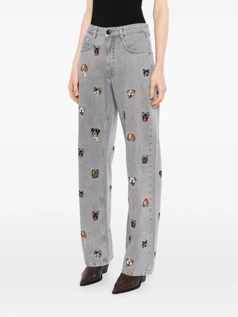 FARM Rio animal-embroidered jeans - Grey