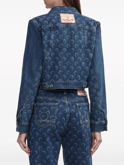 Marine Serre Deadstock Moonogram-pattern denim jacket - Blue