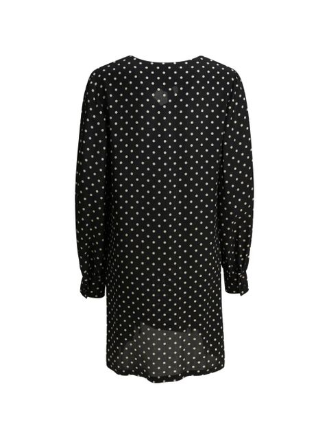 Valentino Garavani polka-dot pussy-bow mini dress - Black