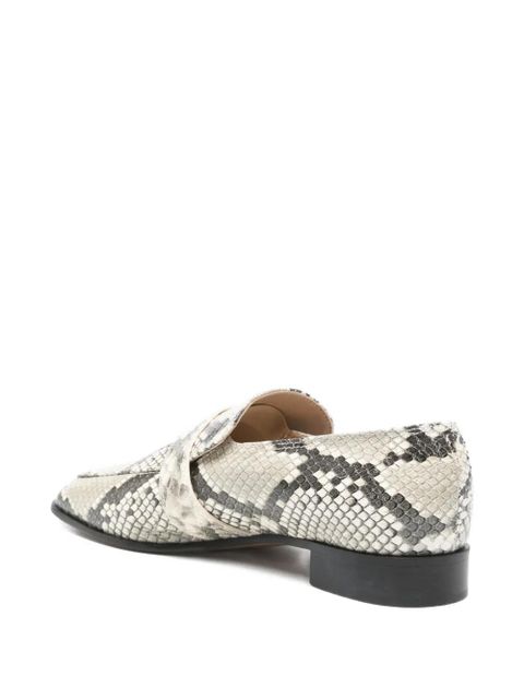 Ferragamo snakeskin-effect buckled loafers - Grey