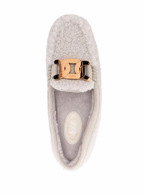 Tod's Gommino shearling loafers - White