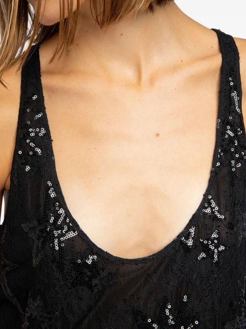 Zadig&Voltaire Tarysa lace sequin top - Black