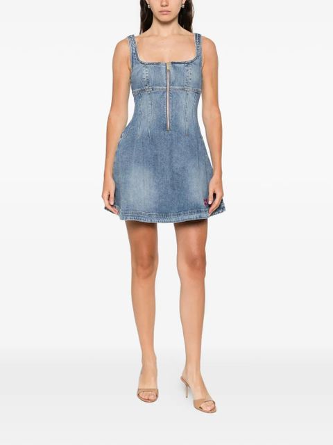 Self-Portrait denim zip mini dress - Blue