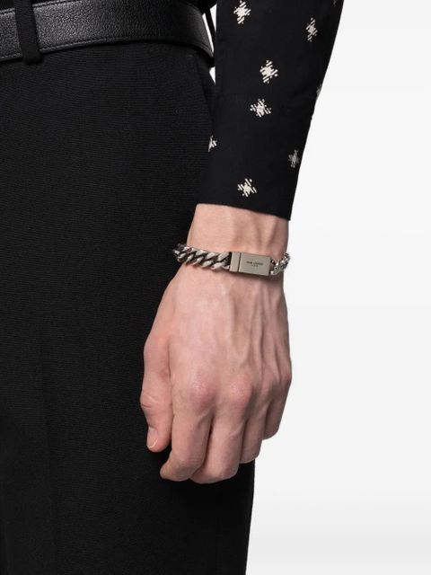 Saint Laurent engraved-logo chain-link bracelet - Silver - zdjęcie produktu nr 2