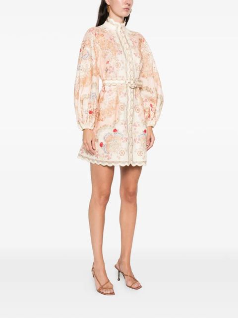 ZIMMERMANN Daylight floral-print mini Dress - Neutrals