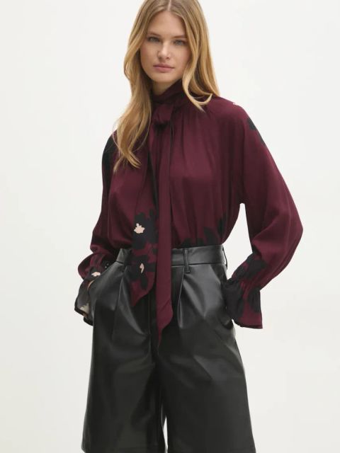 Answear.LAB bluzka damska kolor czerwony wzorzysta