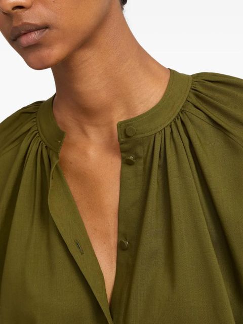 Yves Salomon pleated-neck shirt - Green