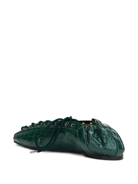 GANNI lace-up ballet flats - Green - zdjęcie produktu nr 2
