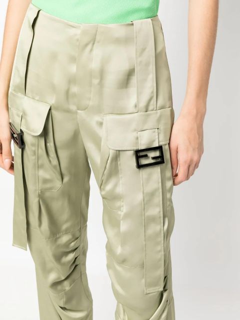 FENDI satin-finish cargo trousers - Green
