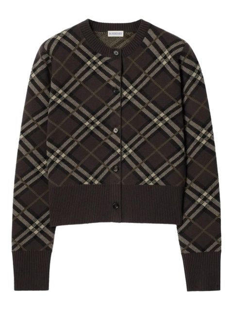 Burberry check-pattern cashmere cardigan - Brown - zdjęcie produktu nr 1