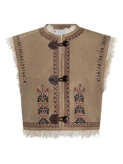 MARANT ÉTOILE Clemencia embroidered shearling vest - Neutrals - zdjęcie produktu nr 1