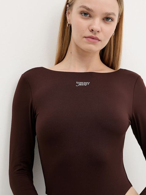 Tommy Jeans body kolor brązowy DW0DW21574