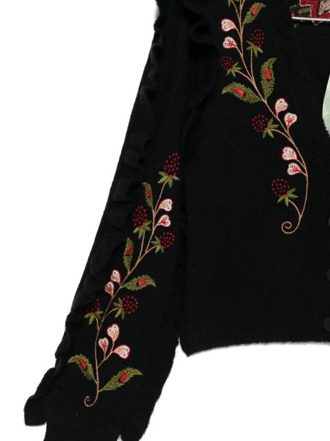 FARM Rio berry-embroidered cardigan - Black