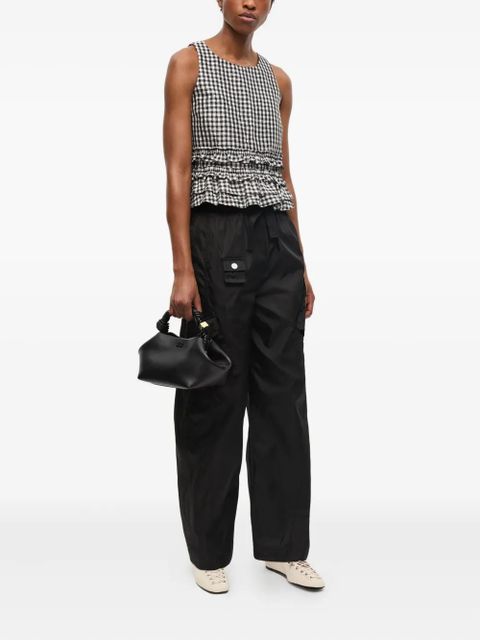 GANNI check-print ruffled top - Black