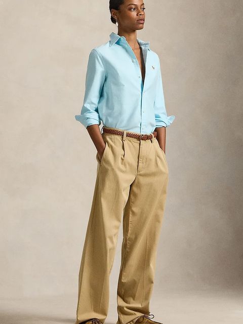 Polo Ralph Lauren koszula bawełniana damska kolor turkusowy relaxed z kołnierzykiem klasycznym 211970736