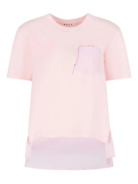Marni logo-embroidered cotton T-shirt - Pink - zdjęcie produktu nr 1