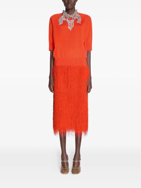 DRIES VAN NOTEN fringed midi skirt - Red - zdjęcie produktu nr 2