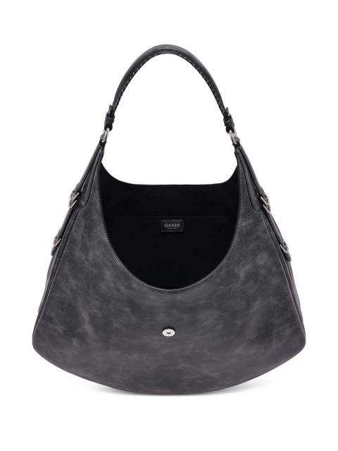 GANNI small Kat flower-buckle shoulder bag - Black