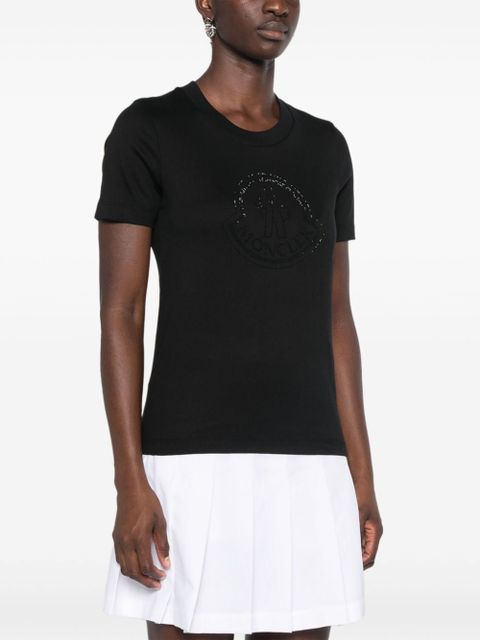 Moncler rhinestone-logo T-shirt - Black