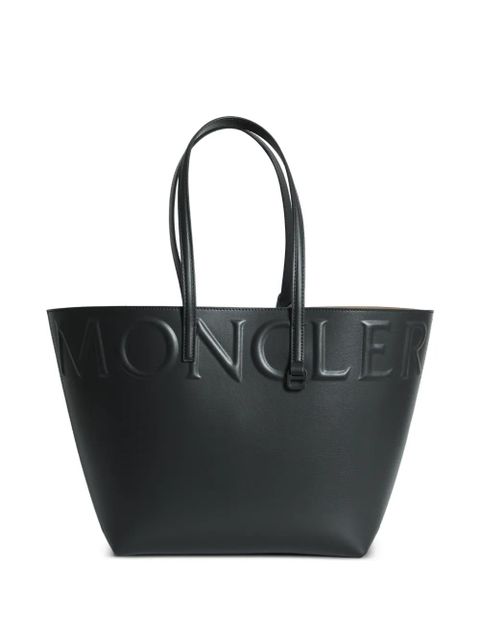 Moncler embossed-logo leather tote bag - Black - zdjęcie produktu nr 1