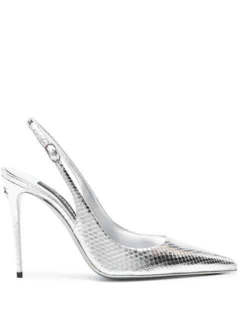 Dolce & Gabbana 120mm metallic snakeskin pumps - Silver - zdjęcie produktu nr 1