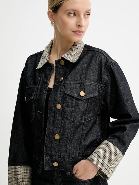 Rag & Bone kurtka jeansowa kolor czarny przejściowa oversize RJ1025FORMR