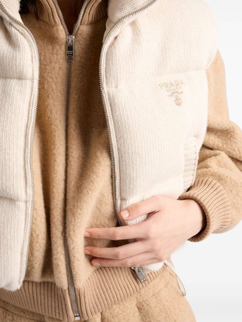 Prada logo-embroidered down vest - Neutrals