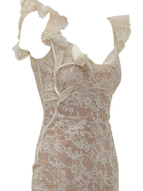 Self-Portrait ruffle lace flower maxi dress - Neutrals