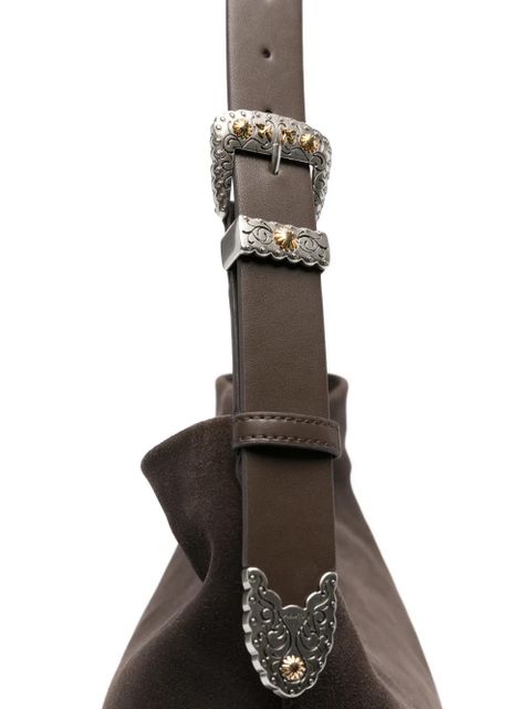 PINKO big suede shoulder bag - Brown