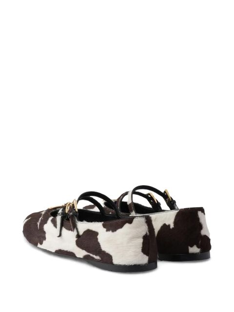 Prada cow-print ballet flats - White