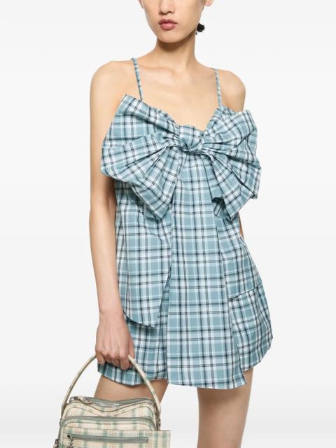 Acne Studios bow-detailed checked top - Blue