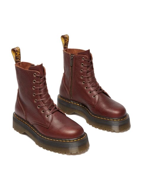 Dr. Martens workery skórzane Jadon damskie kolor bordowy na platformie DM41324200 - zdjęcie produktu nr 2