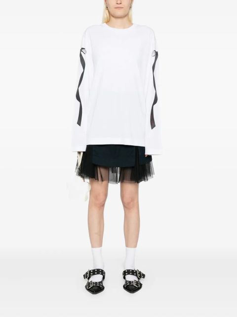 Simone Rocha ribbon bow-print long-sleevesT-shirt - White - zdjęcie produktu nr 2