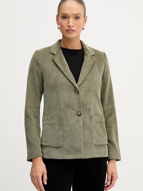 United Colors of Benetton marynarka sztruksowa kolor zielony jednorzędowa gładka 2Q5GDW03I - zdjęcie produktu nr 1