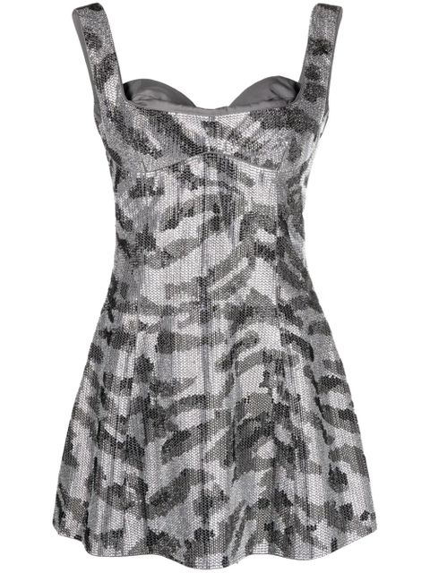 GCDS Mina Bell crystal-embellished minidress - Grey - zdjęcie produktu nr 1