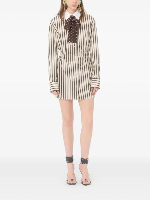Valentino Garavani mini dress in printed striped poplin - Neutrals - zdjęcie produktu nr 2