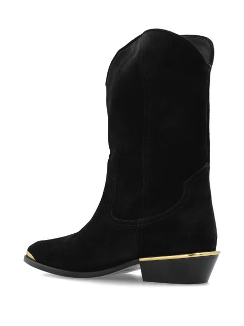 ISABEL MARANT metallic-toe suede boots - Black